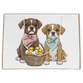 Sacola Para Presentes Grande Cães Boxer de Páscoa