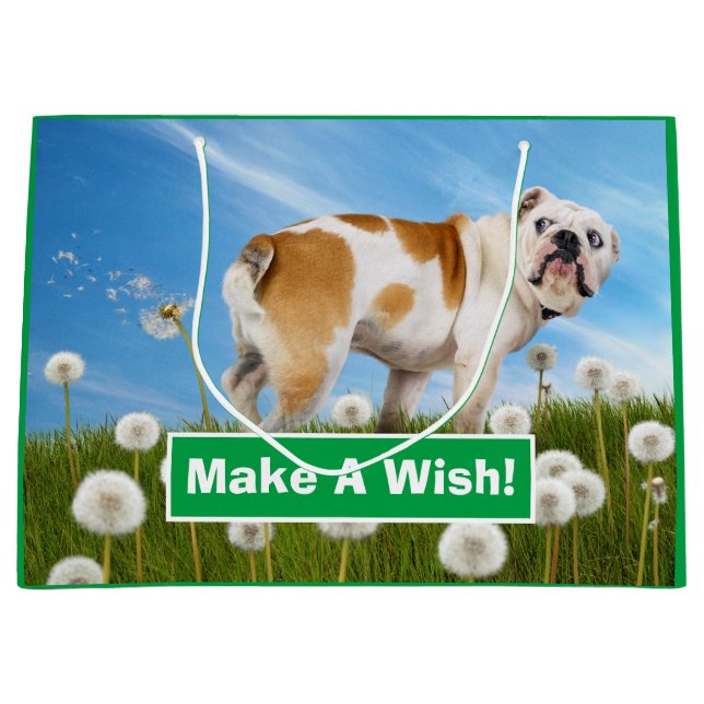 Sacola Para Presentes Grande Cães com Dandelion (Frente)