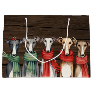 Sacola Para Presentes Grande Cães de Greyhound Fofos em Escarvas