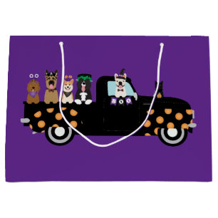 Sacola Para Presentes Grande Cães De Halloween Num Caminhão De Recepção