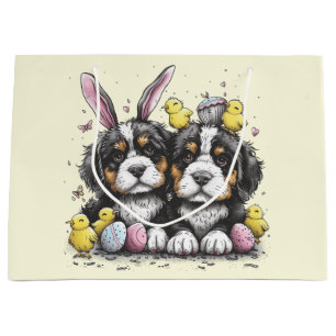 Sacola Para Presentes Grande Cães de Montanha Bernese páscoas