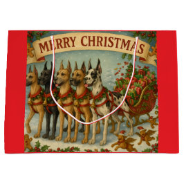 Sacola Para Presentes Grande Cães lideram o caminho do trenó de Papai Noel.