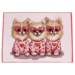 Sacola Para Presentes Grande Cães Pomerânia no Dia dos Namorados