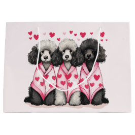 Sacola Para Presentes Grande Cães Poodle Padrão do Dia dos Namorados