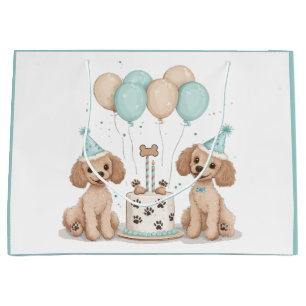 Sacola Para Presentes Grande Cães Poodle Standard de Aniversário