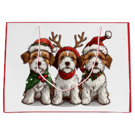 Sacola Para Presentes Grande Cães Terrier Fox Terrier do Welsh Wire de Natal