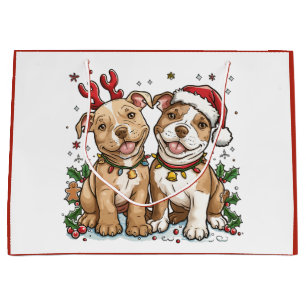 Sacola Para Presentes Grande Cães Touro de Natal