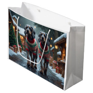 Sacola Para Presentes Grande Cães Wired Haired Pointing Griffon Natal Neve 