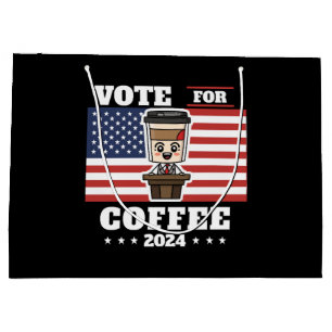 Sacola Para Presentes Grande Café para presidente, vote no café
