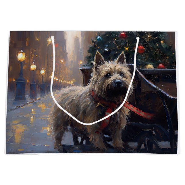 Sacola Para Presentes Grande Cairn Terrier Christmas Fesason Season (Frente)