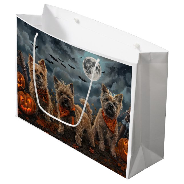 Sacola Para Presentes Grande Cairn Terrier Halloween Spooky (Frente inclinada)