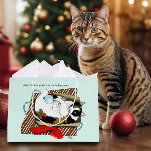 Sacola Para Presentes Grande Caixa de Presente de Natal de Gato Malhado Diverti