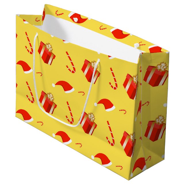 Sacola Para Presentes Grande Caixa de presentes de Natal Cana de chocolate (Frente inclinada)