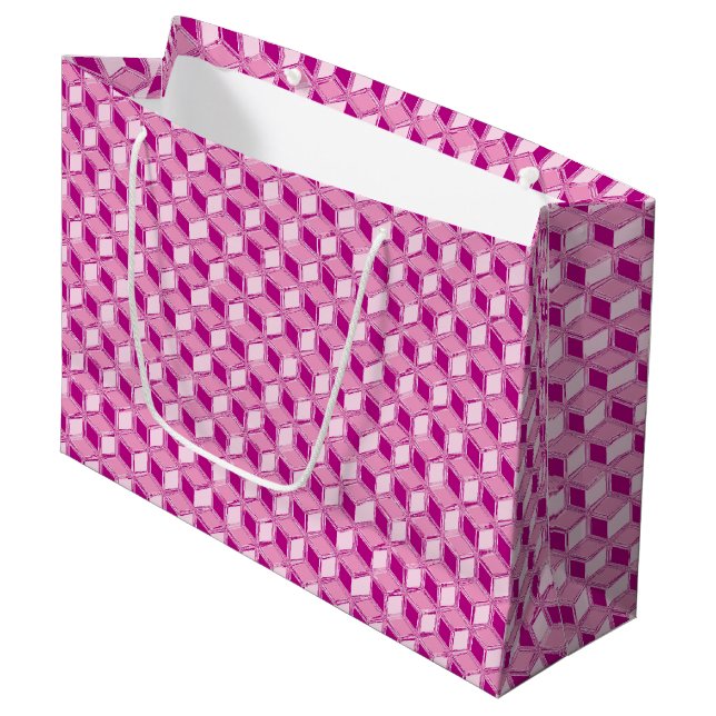 Sacola Para Presentes Grande Caixas 3d cromo - cor-de-rosa fuchsia (Frente inclinada)