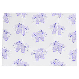 Sacola Para Presentes Grande Calçados de pontas de aniversário de Balé roxo