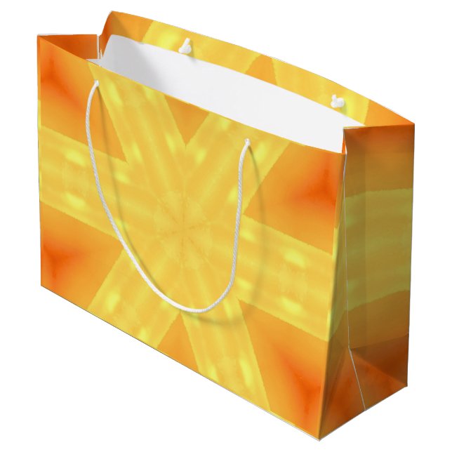 Sacola Para Presentes Grande Caleidoscópio Amarelo-claro e Linhas (Verso inclinado)