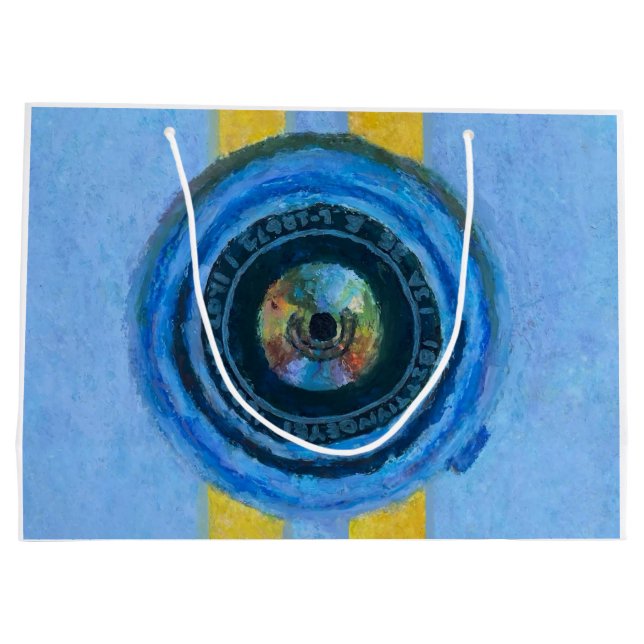 Sacola Para Presentes Grande Câmera Azul (Verso)