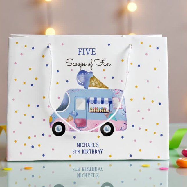 Sacola Para Presentes Grande Caminhão de sorvete Coca-Colas de aniversário de c (Criador carregado)