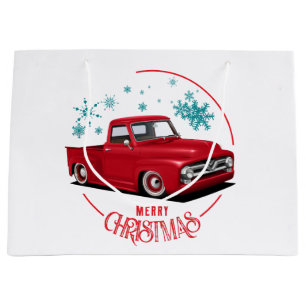 Sacola Para Presentes Grande Caminhão Vermelho Clássico 1956