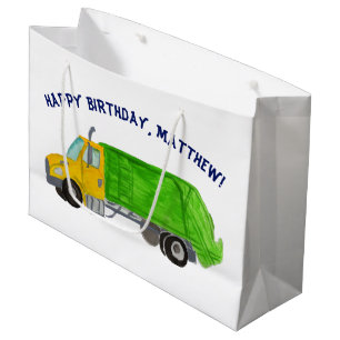 Sacola Para Presentes Grande Caminhões de Lixo Pintados Meninos Personalizados