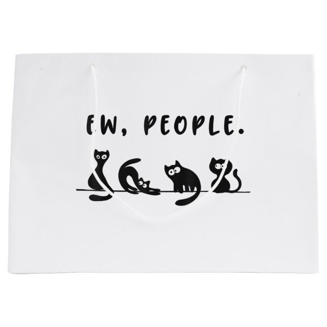 Sacola Para Presentes Grande Camisa-gato-preto, mulheres engraçadas, novo gato- (Frente)