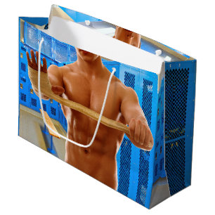 Sacola Para Presentes Grande Camisa SlipperyJoe do homem musculoso sem camisa a