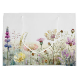 Sacola Para Presentes Grande Campo de aquarelas das flores silvestres