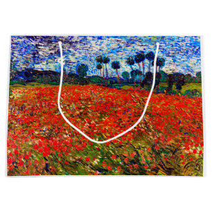 Sacola Para Presentes Grande Campo de Flor Vermelho, Van Gogh