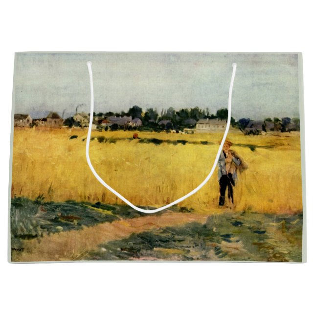 Sacola Para Presentes Grande Campo de grãos (por Berthe Morisot) (Frente)