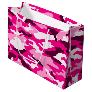Sacola Para Presentes Grande Camuflagem cor-de-rosa - Grande Saco de Presente