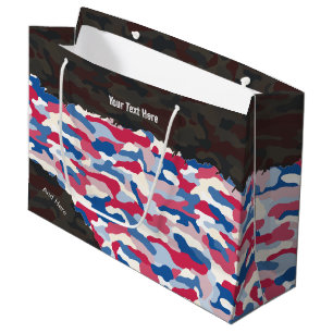 Sacola Para Presentes Grande Camuflagem Patriótica Personalizada Resistente