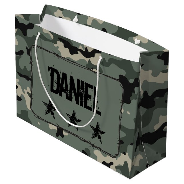 Sacola Para Presentes Grande Camuflagem Personalizada (Verso inclinado)