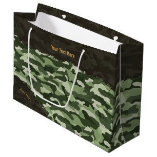 Sacola Para Presentes Grande Camuflagem Verde Personalizada Resistente