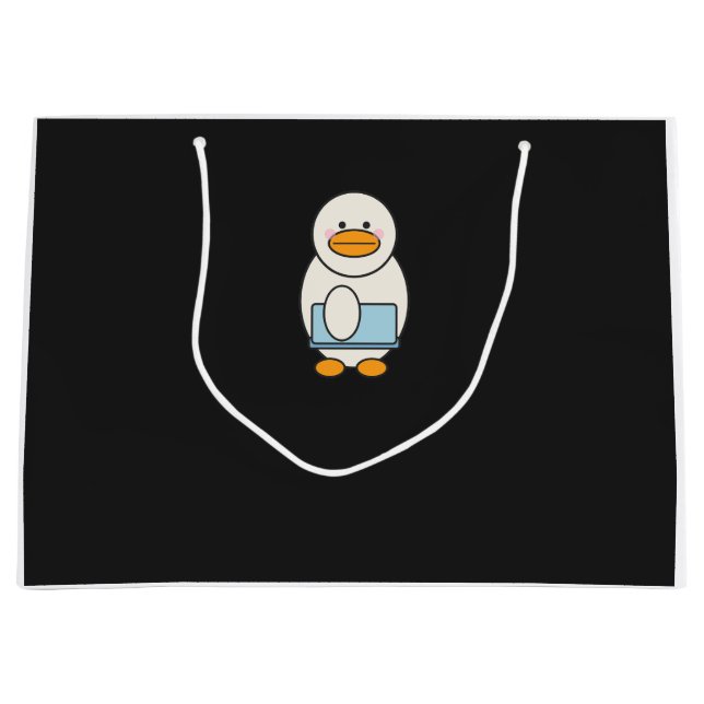 Sacola Para Presentes Grande Canard allant au travail, funny work (Frente)