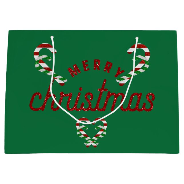 Sacola Para Presentes Grande Canas de Glitter Candy (Frente)