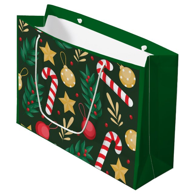 Sacola Para Presentes Grande Candy Canes (Frente inclinada)