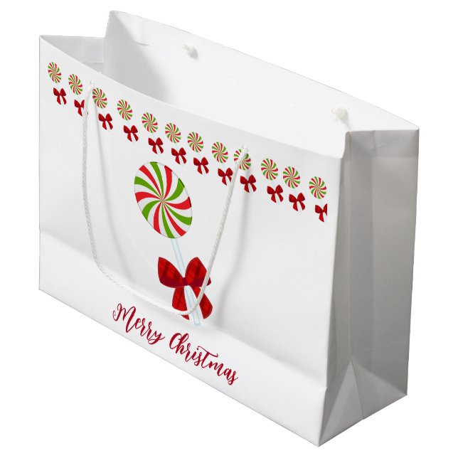 Sacola Para Presentes Grande Caneta Doces de Natal Personalizada (Frente inclinada)