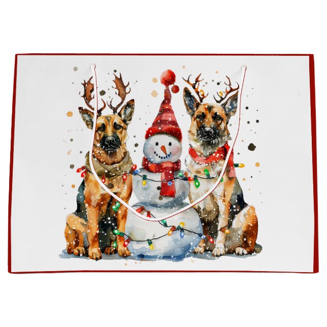 Sacola Para Presentes Grande Caninos de German shepherd de Natal (Frente)