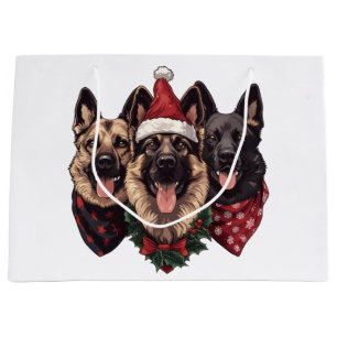 Sacola Para Presentes Grande Caninos de German shepherd de Natal