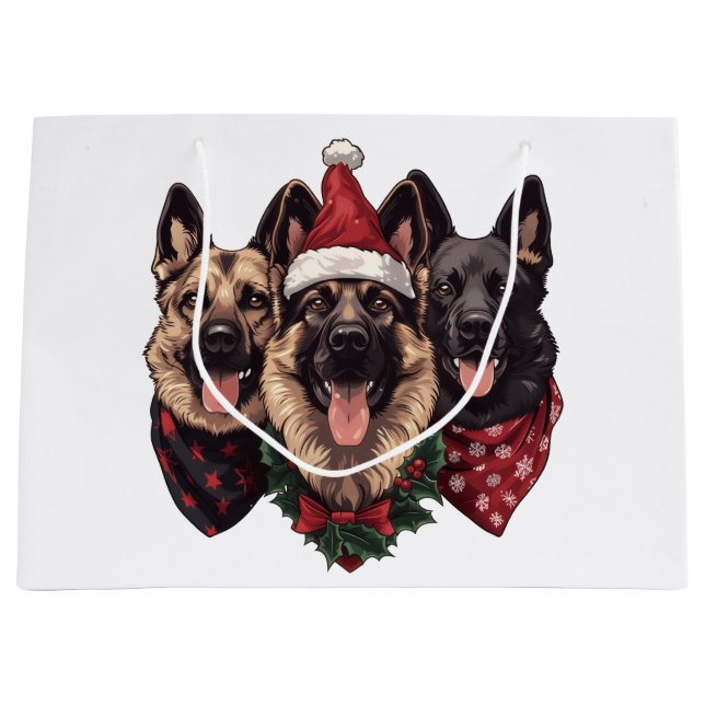 Sacola Para Presentes Grande Caninos de German shepherd de Natal (Frente)