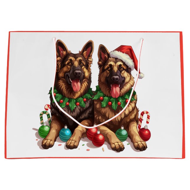 Sacola Para Presentes Grande Caninos de German shepherd de Natal (Frente)