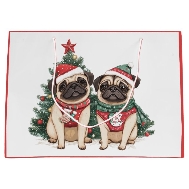 Sacola Para Presentes Grande Caninos de Natal (Frente)