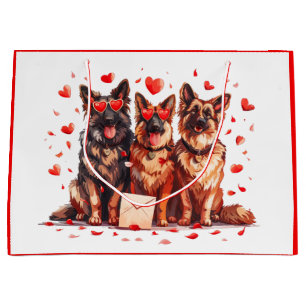Sacola Para Presentes Grande Caninos do German shepherd do dia de os namorados