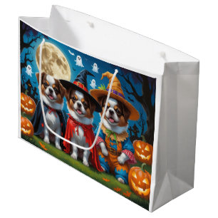 Sacola Para Presentes Grande Caninos Japoneses Pumpkin Halloween Engraçado