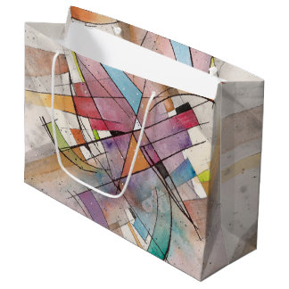 Sacola Para Presentes Grande CANTATA em TOM PASTEL Arte Abstrata Aquarela