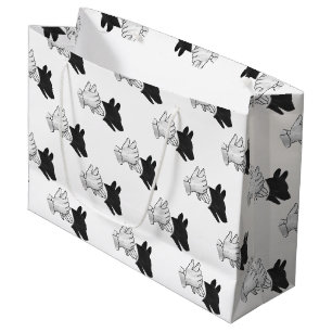 Sacola Para Presentes Grande Cão da silhueta da mão