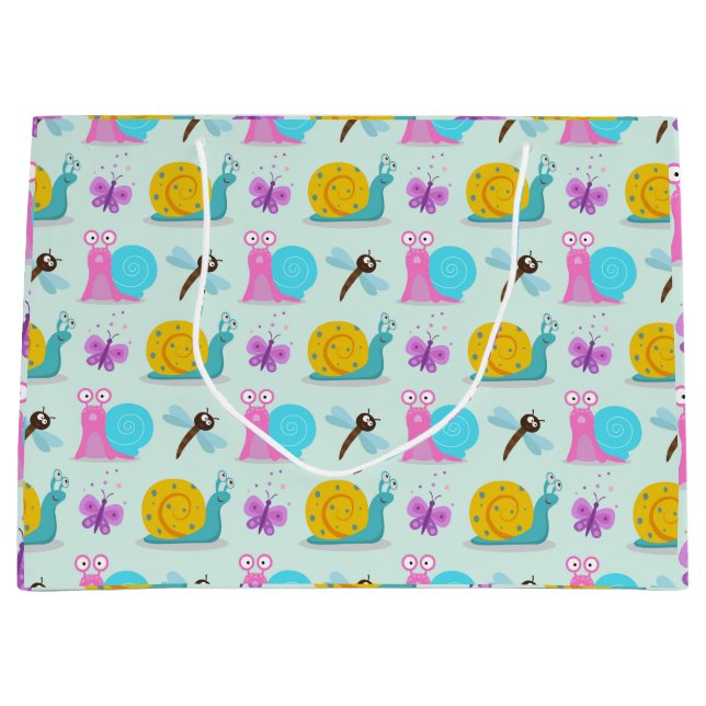 Sacola Para Presentes Grande Caracóis, Borboletas e Dragões (Frente)