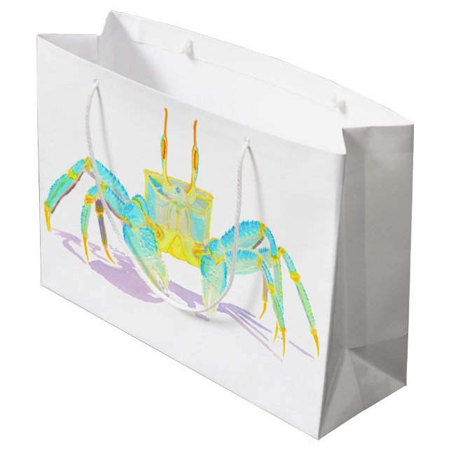 Sacola Para Presentes Grande Caranguejo de turquesa (Verso inclinado)