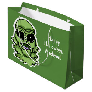 Sacola Para Presentes Grande Carateres de Halloween texto personalizado grande