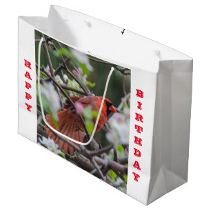 Sacola Para Presentes Grande Cardeal masculino em Springtime